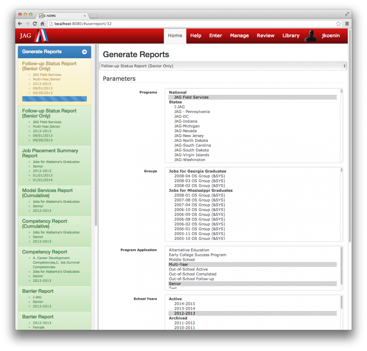 Previewing ENDMS2:  Reports